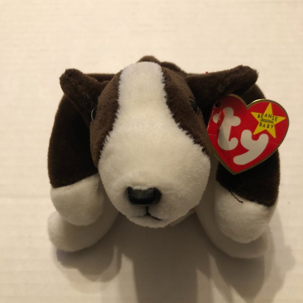 Ty new beanie baby Bruno the Bull Terrier dog 1997 with true errors - Picture 1 of 16
